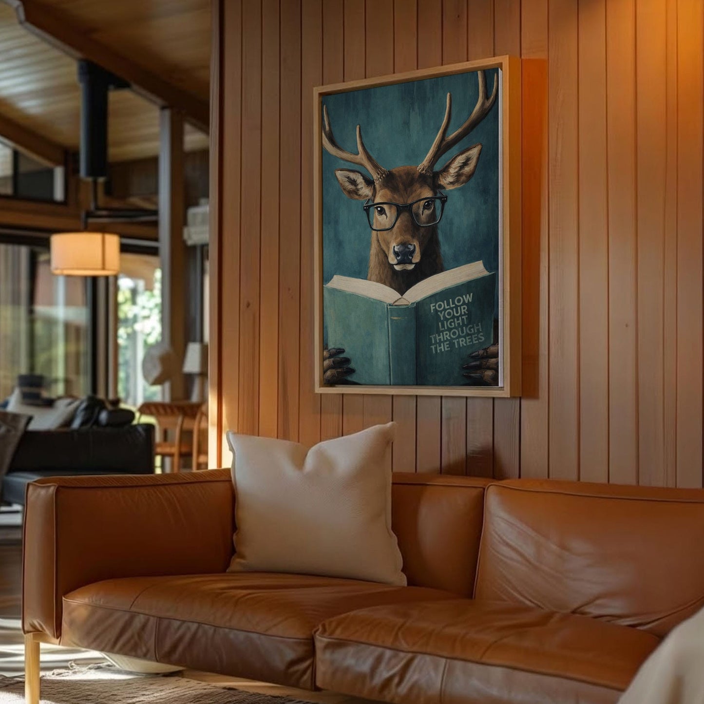Wise Deer Wall Art Poster Reading Deer Canvas Decor