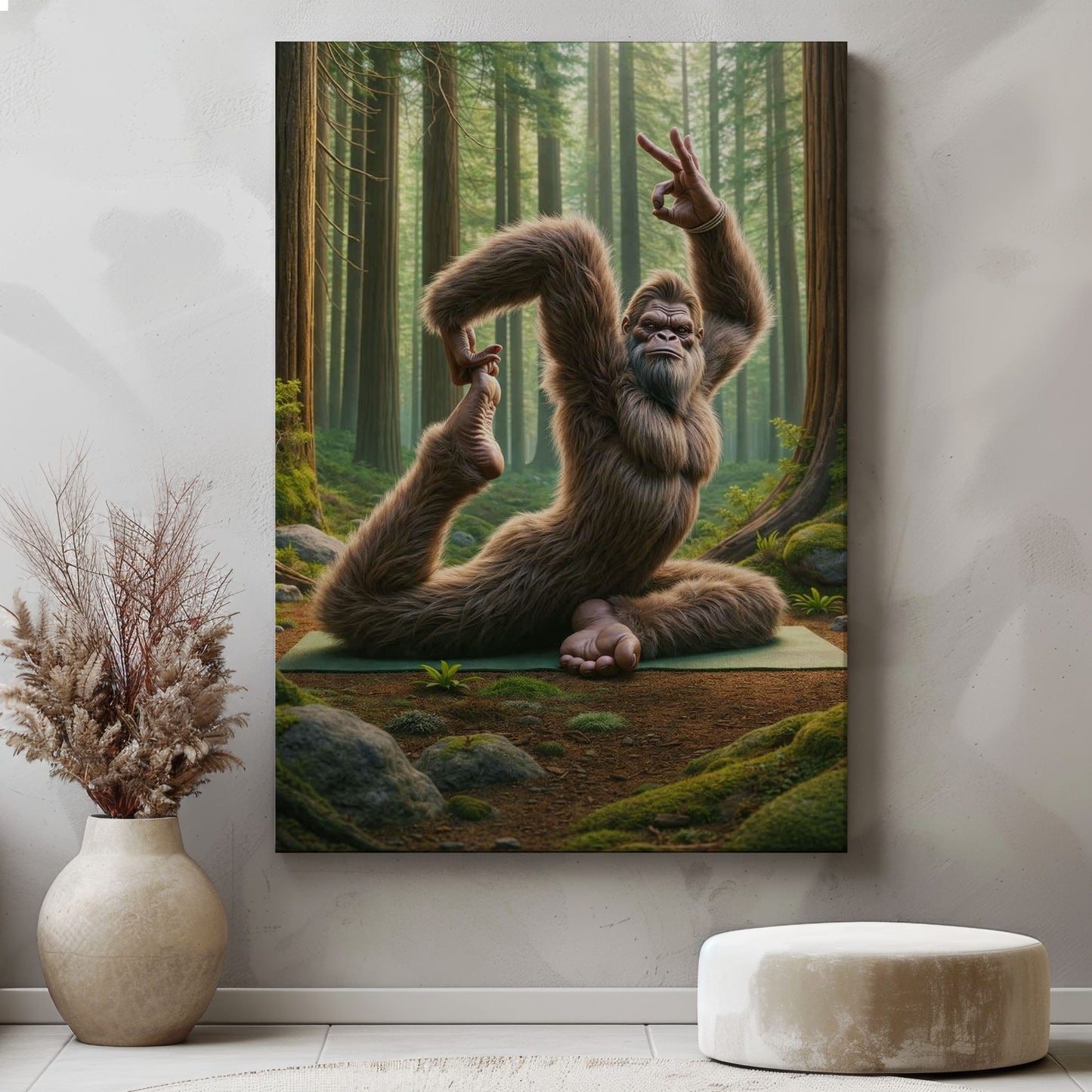 Bigfoot Yoga Canvas Wall Art