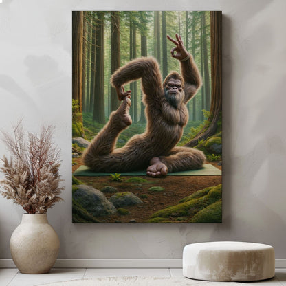 Bigfoot Yoga Canvas Wall Art
