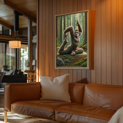 Bigfoot Yoga Canvas Wall Art
