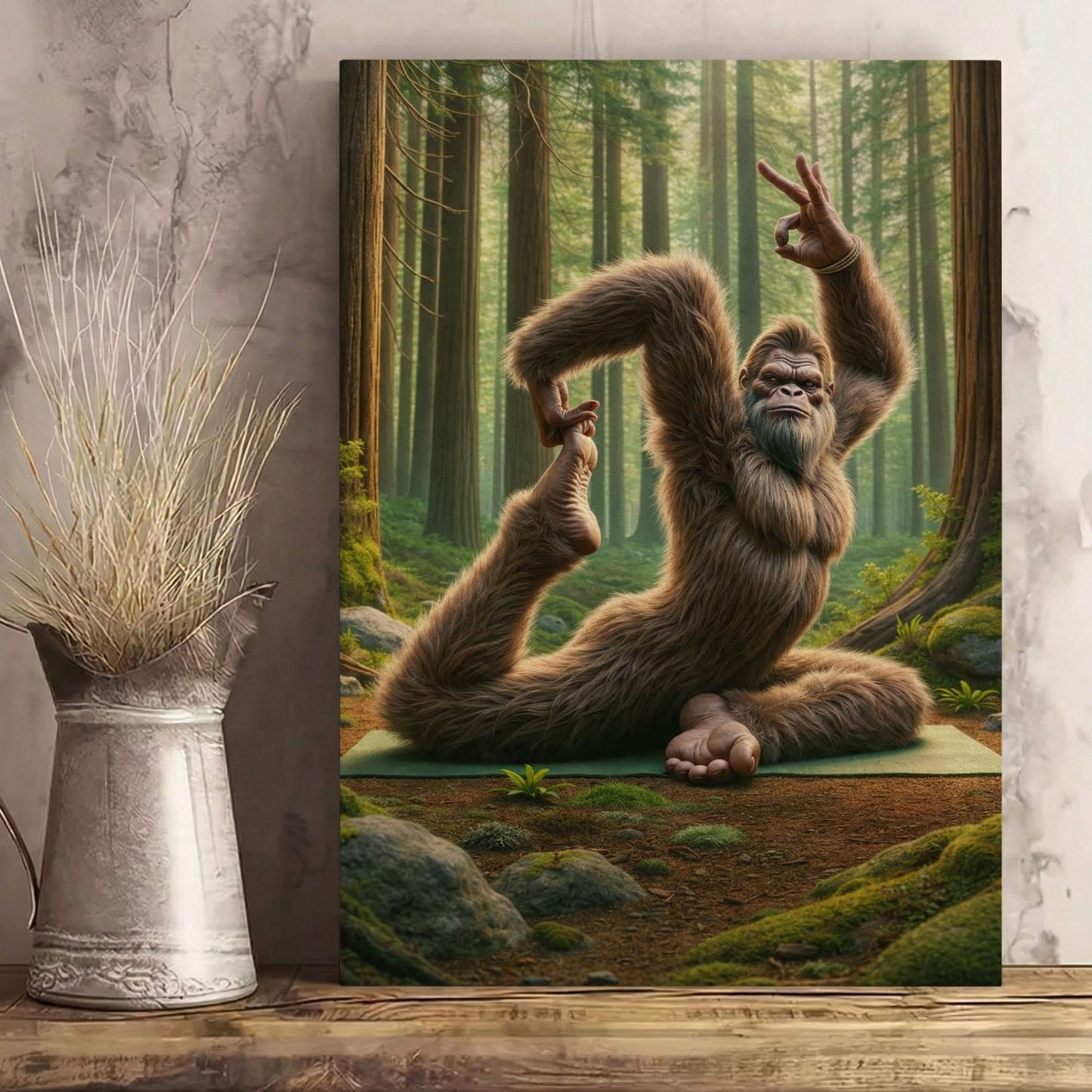 Bigfoot Yoga Canvas Wall Art