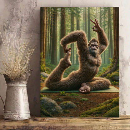 Bigfoot Yoga Canvas Wall Art