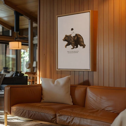 Girl Riding Bear Wall Ar Rustic Cabin Humor Canvas Decor