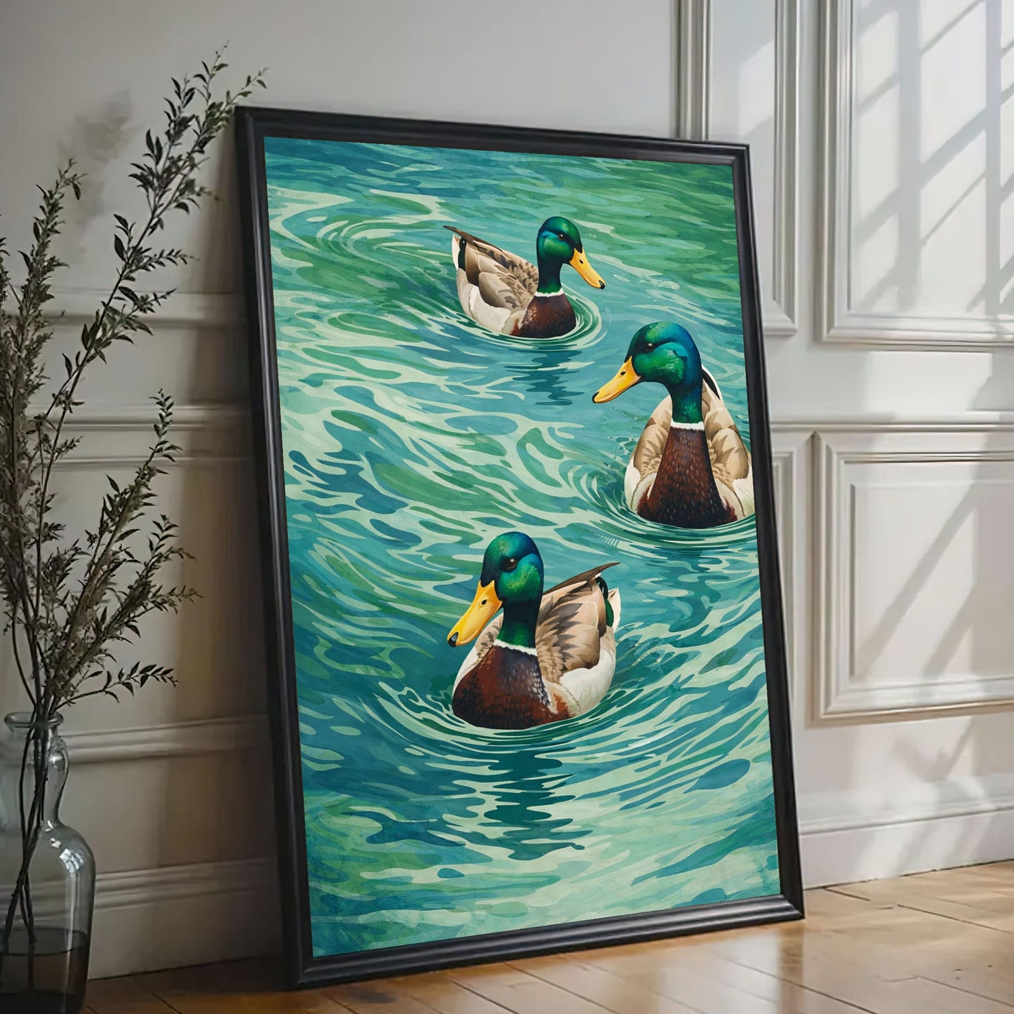 Mallard Duck Swimming Waterfowl Classic Cabin Wall Art