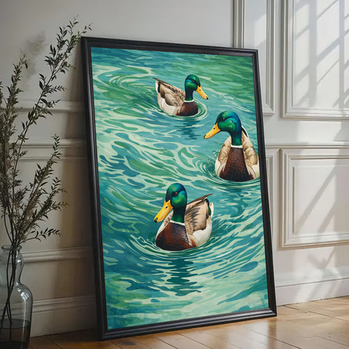 Mallard Duck Swimming Waterfowl Classic Cabin Wall Art