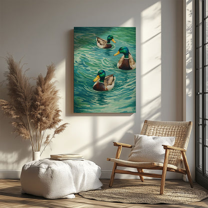 Mallard Duck Swimming Waterfowl Classic Cabin Wall Art