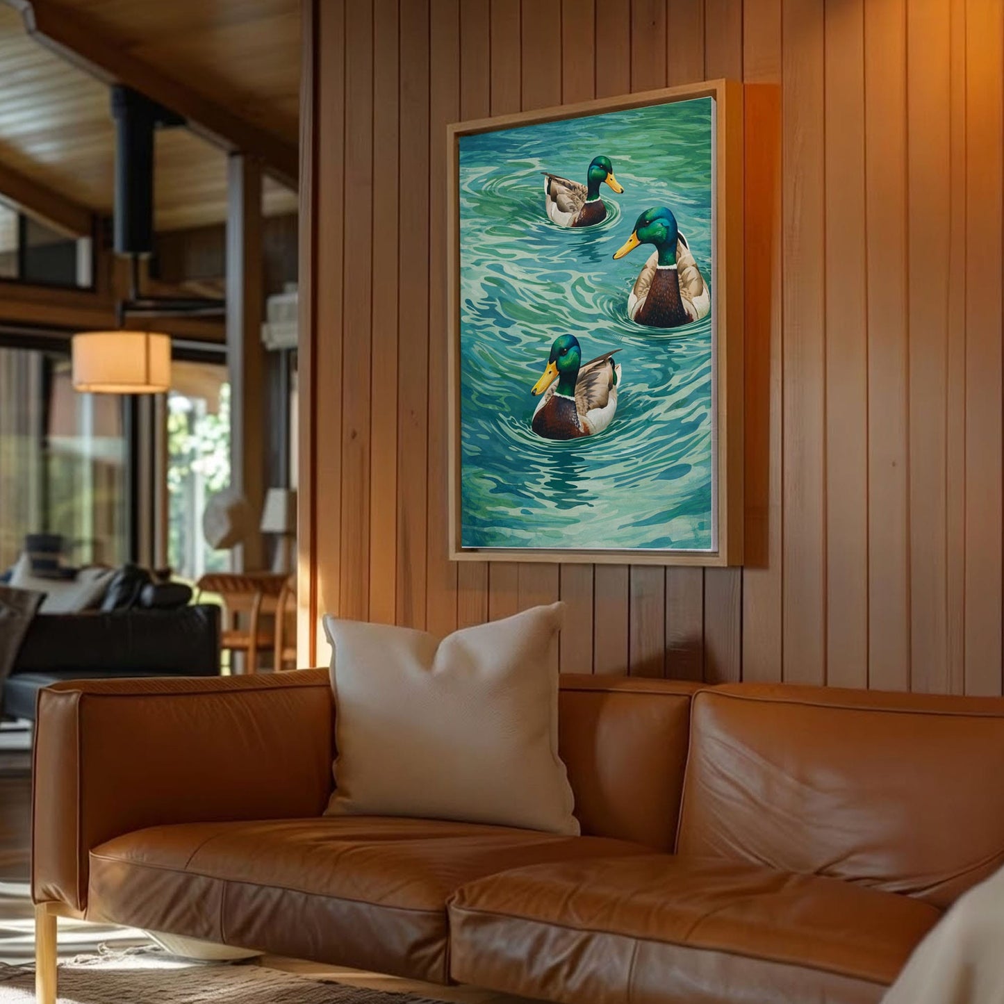 Mallard Duck Swimming Waterfowl Classic Cabin Wall Art