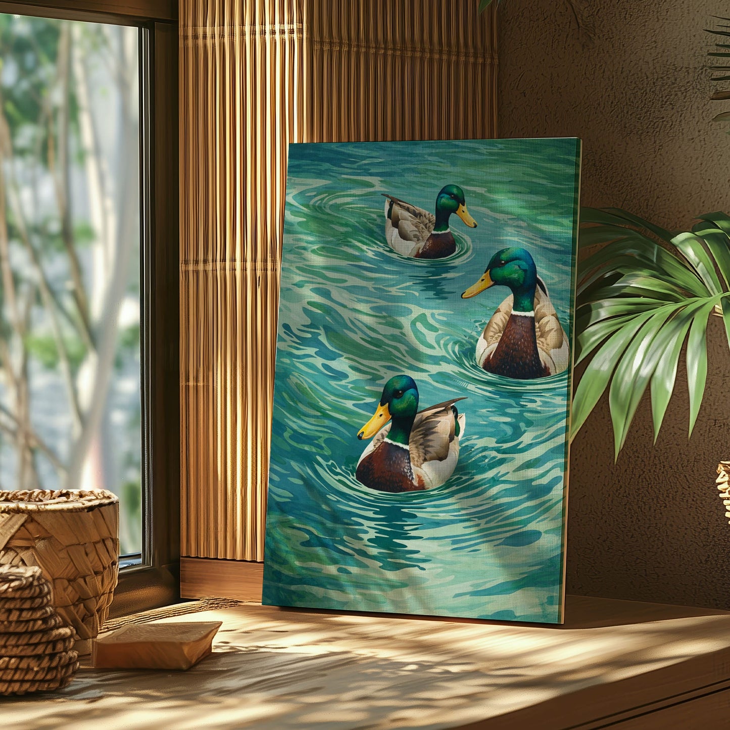 Mallard Duck Swimming Waterfowl Classic Cabin Wall Art