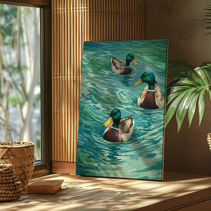 Mallard Duck Swimming Waterfowl Classic Cabin Wall Art