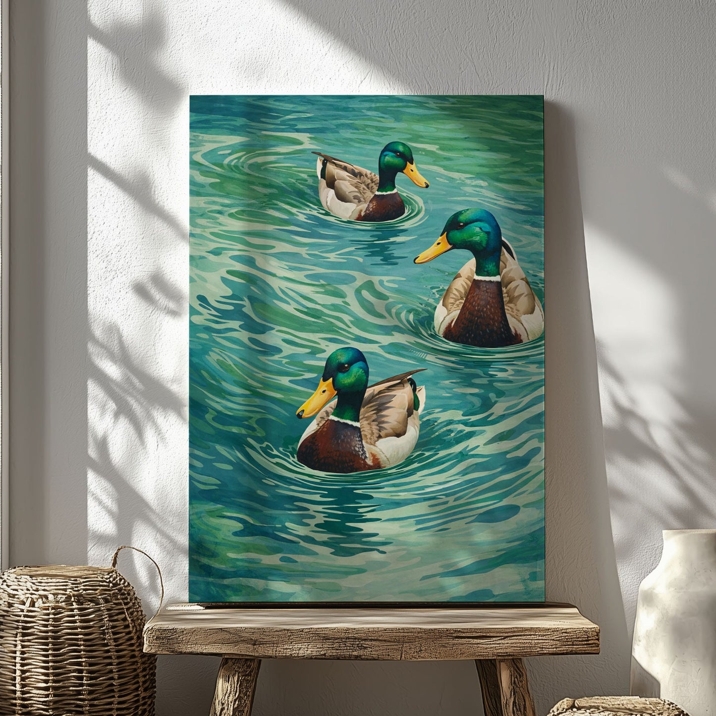 Mallard Duck Swimming Waterfowl Classic Cabin Wall Art