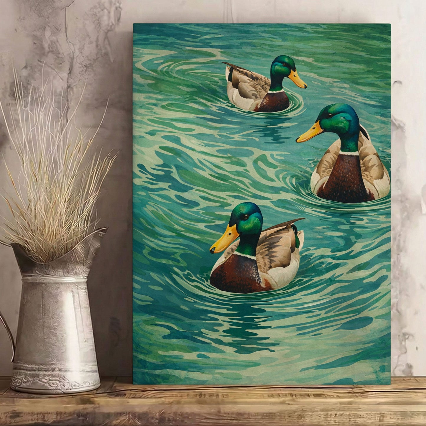 Mallard Duck Swimming Waterfowl Classic Cabin Wall Art