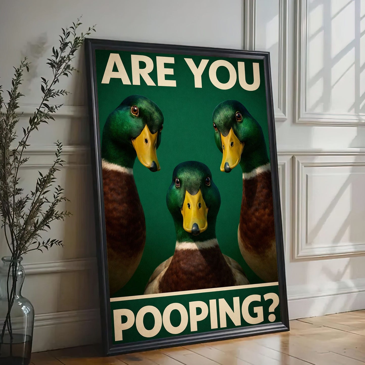 Are You Pooping Duck Bathroom Canvas Wall Art Gift for Hunters