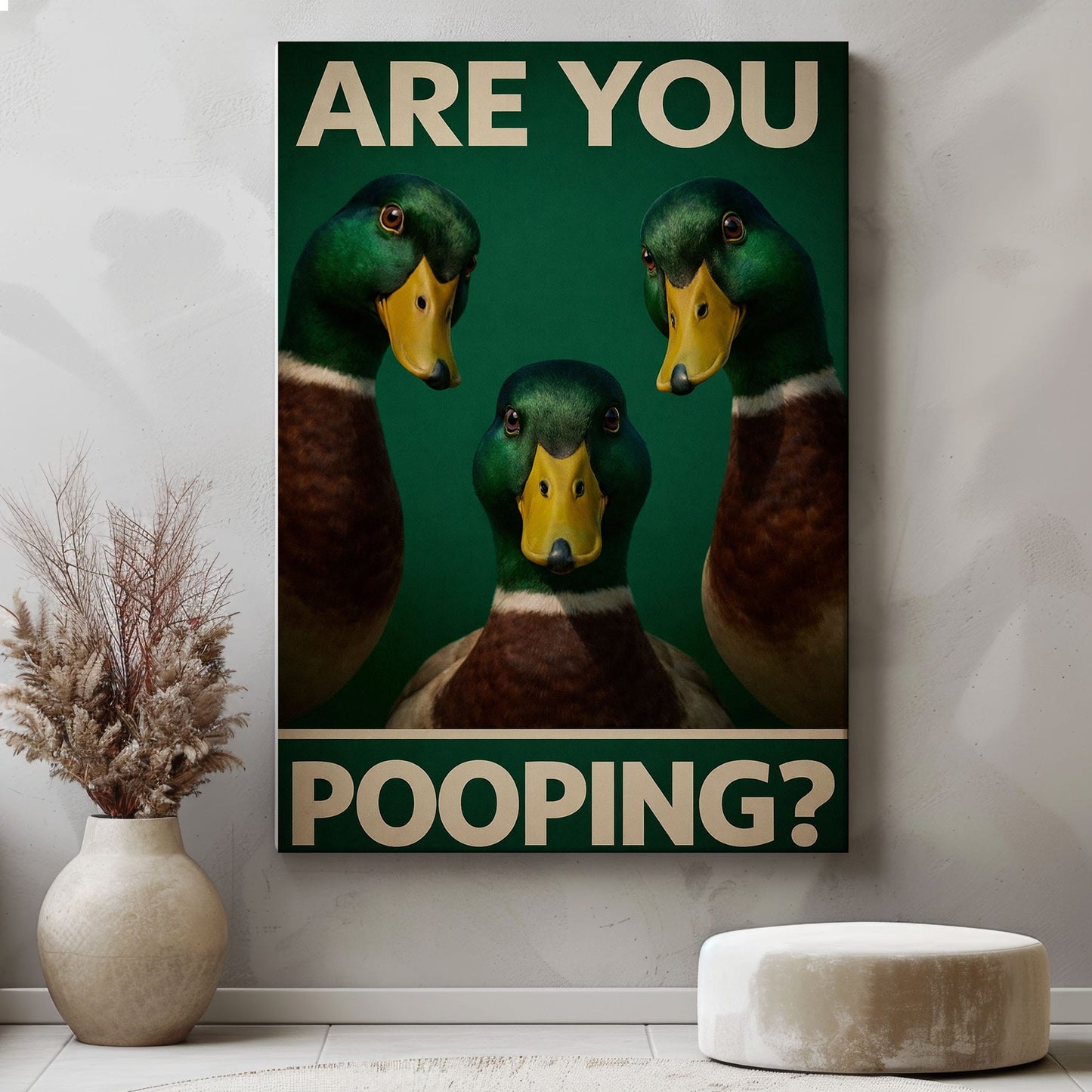 Are You Pooping Duck Bathroom Canvas Wall Art Gift for Hunters