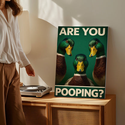 Are You Pooping Duck Bathroom Canvas Wall Art Gift for Hunters