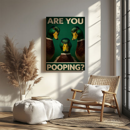 Are You Pooping Duck Bathroom Canvas Wall Art Gift for Hunters