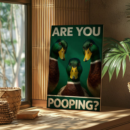 Are You Pooping Duck Bathroom Canvas Wall Art Gift for Hunters