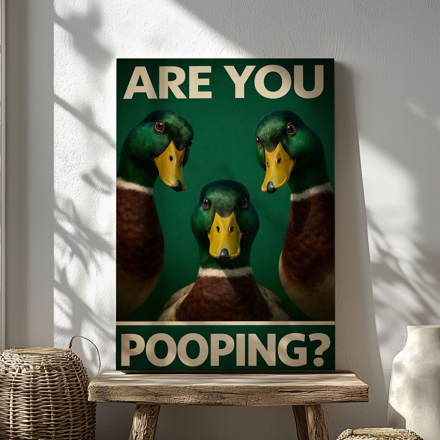 Are You Pooping Duck Bathroom Canvas Wall Art Gift for Hunters