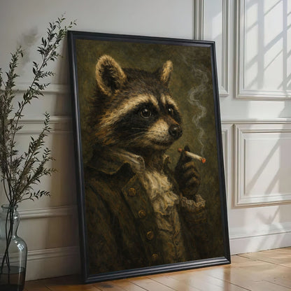 Gentleman Raccoon Wall Art Vintage Animal Portrait Canvas