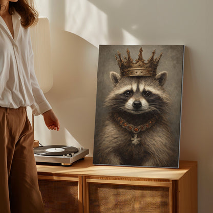 King Raccoon Wall Art Royal Animal Portrait Canvas