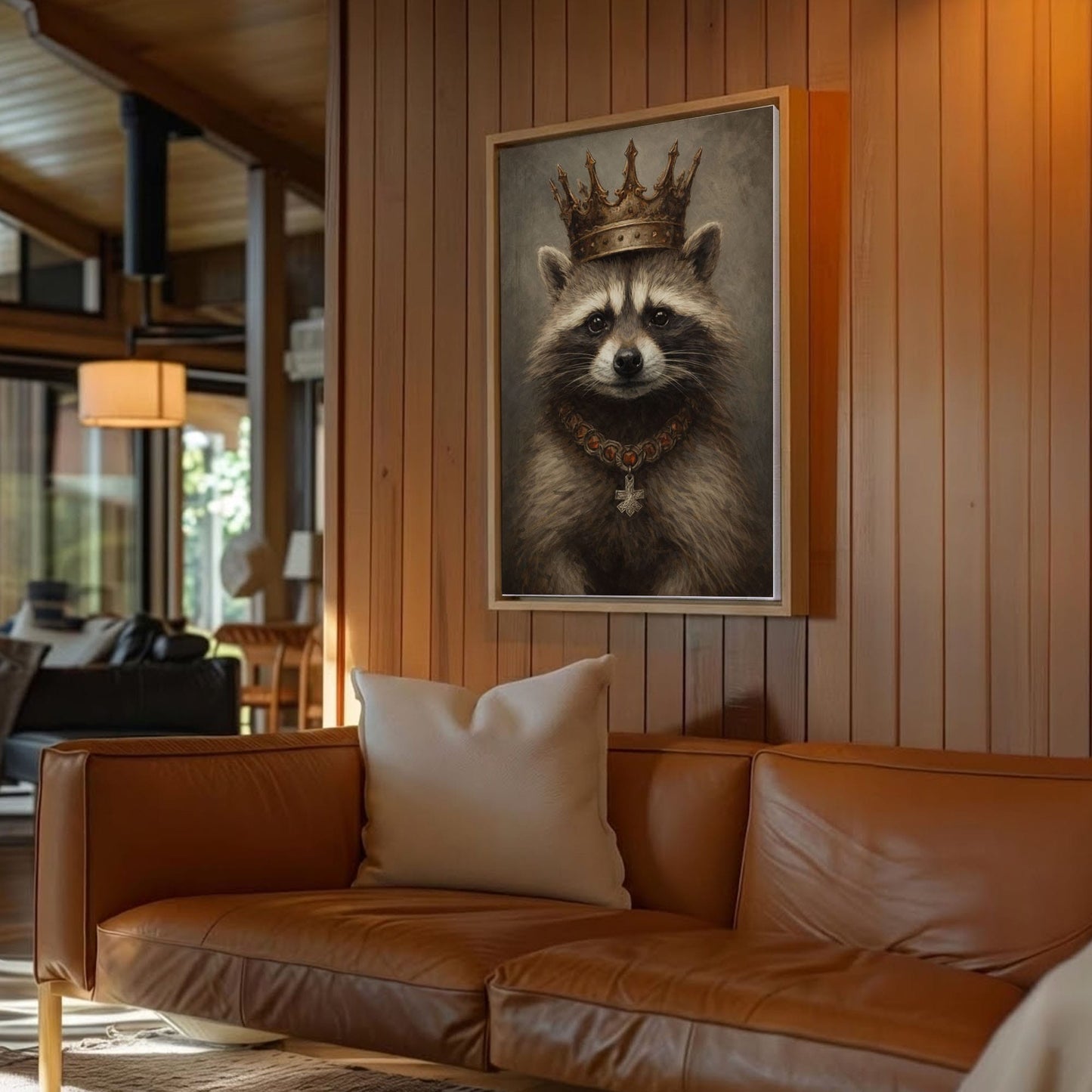 King Raccoon Wall Art Royal Animal Portrait Canvas