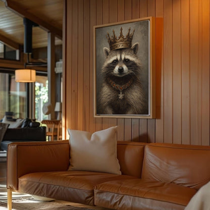 King Raccoon Wall Art Royal Animal Portrait Canvas