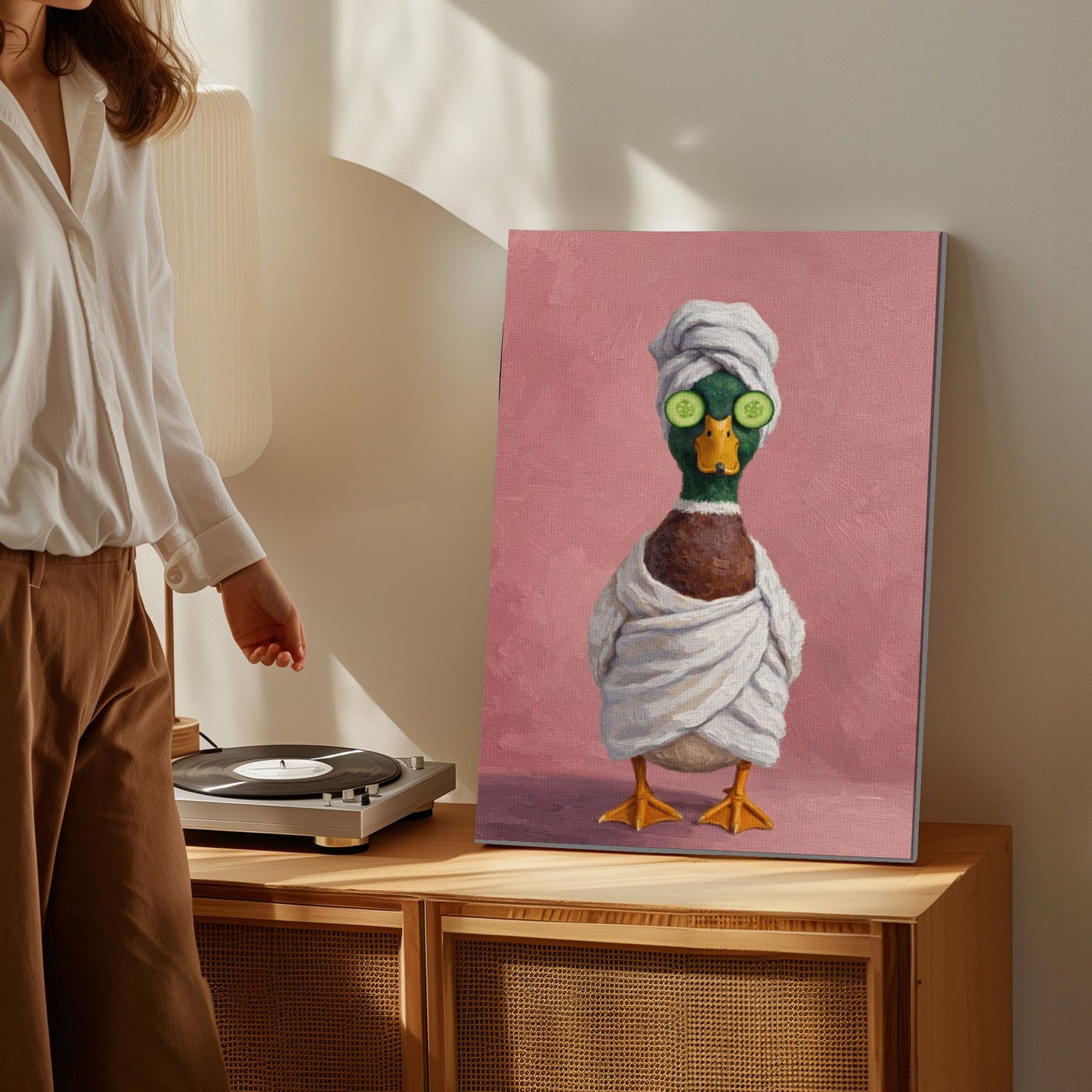 Whimsical Duck Spa Canvas Bathroom Wall Decor