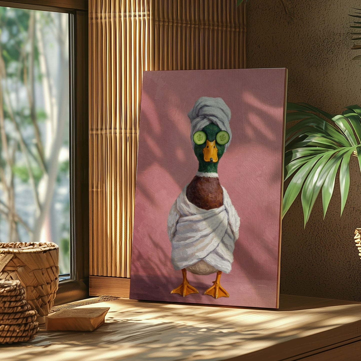 Whimsical Duck Spa Canvas Bathroom Wall Decor