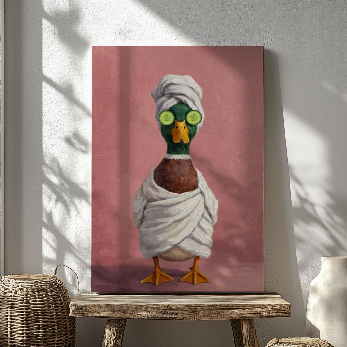 Whimsical Duck Spa Canvas Bathroom Wall Decor