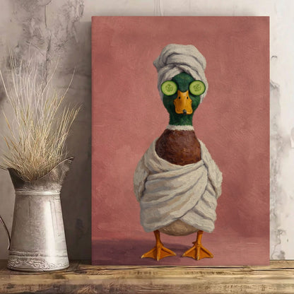 Whimsical Duck Spa Canvas Bathroom Wall Decor
