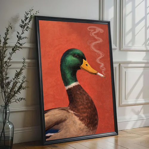 Vintage Animal Wall Art Smoking Duck Poster