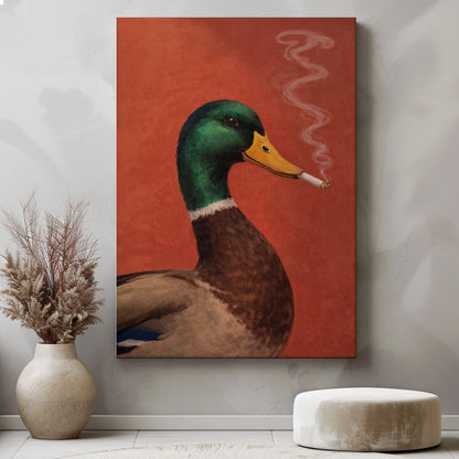 Vintage Animal Wall Art Smoking Duck Poster