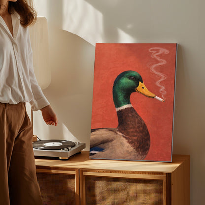 Vintage Animal Wall Art Smoking Duck Poster