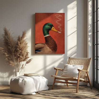 Vintage Animal Wall Art Smoking Duck Poster