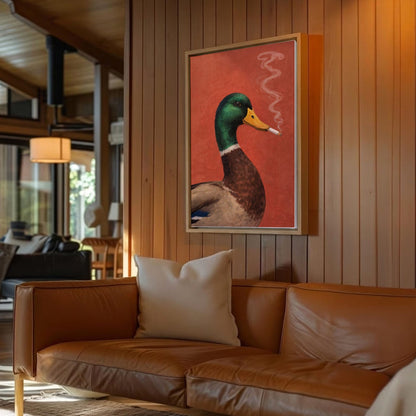 Vintage Animal Wall Art Smoking Duck Poster