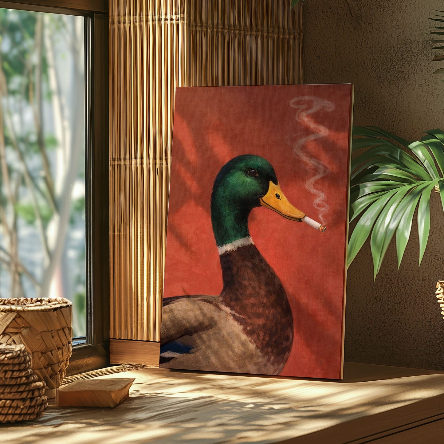 Vintage Animal Wall Art Smoking Duck Poster