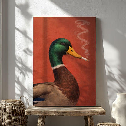 Vintage Animal Wall Art Smoking Duck Poster