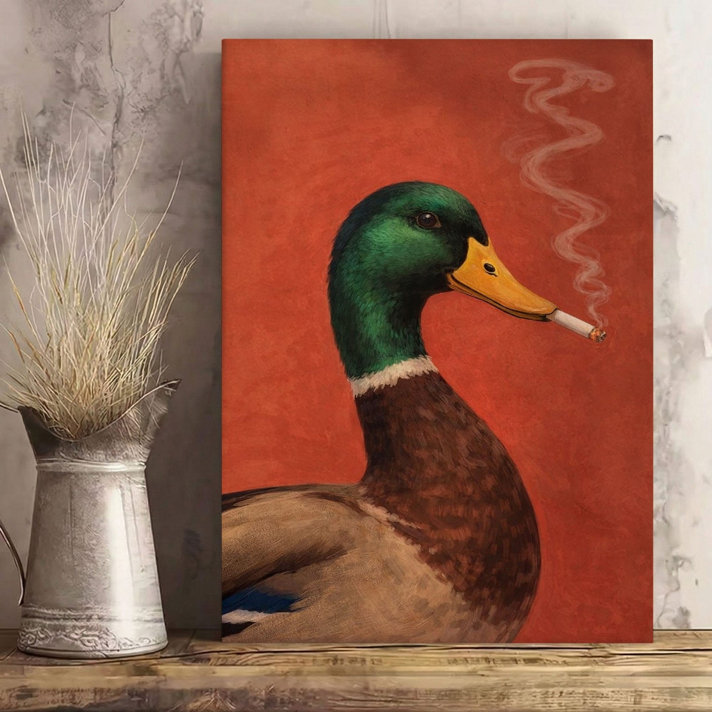 Vintage Animal Wall Art Smoking Duck Poster
