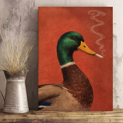 Vintage Animal Wall Art Smoking Duck Poster