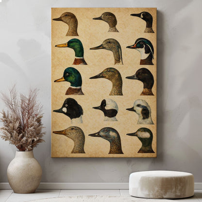 Vintage Duck Illustration Canvas Wall Art Gift for Hunters