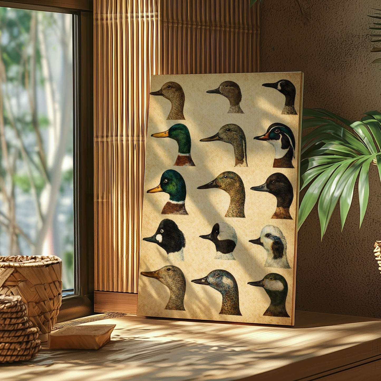 Vintage Duck Illustration Canvas Wall Art Gift for Hunters