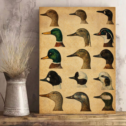 Vintage Duck Illustration Canvas Wall Art Gift for Hunters