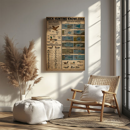Duck Hunting Guide Wall Art – Vintage Educational Canvas