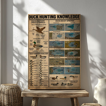 Duck Hunting Guide Wall Art – Vintage Educational Canvas