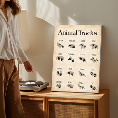 Animal Tracks Wall Art Vintage Animal Footprints Identification Chart