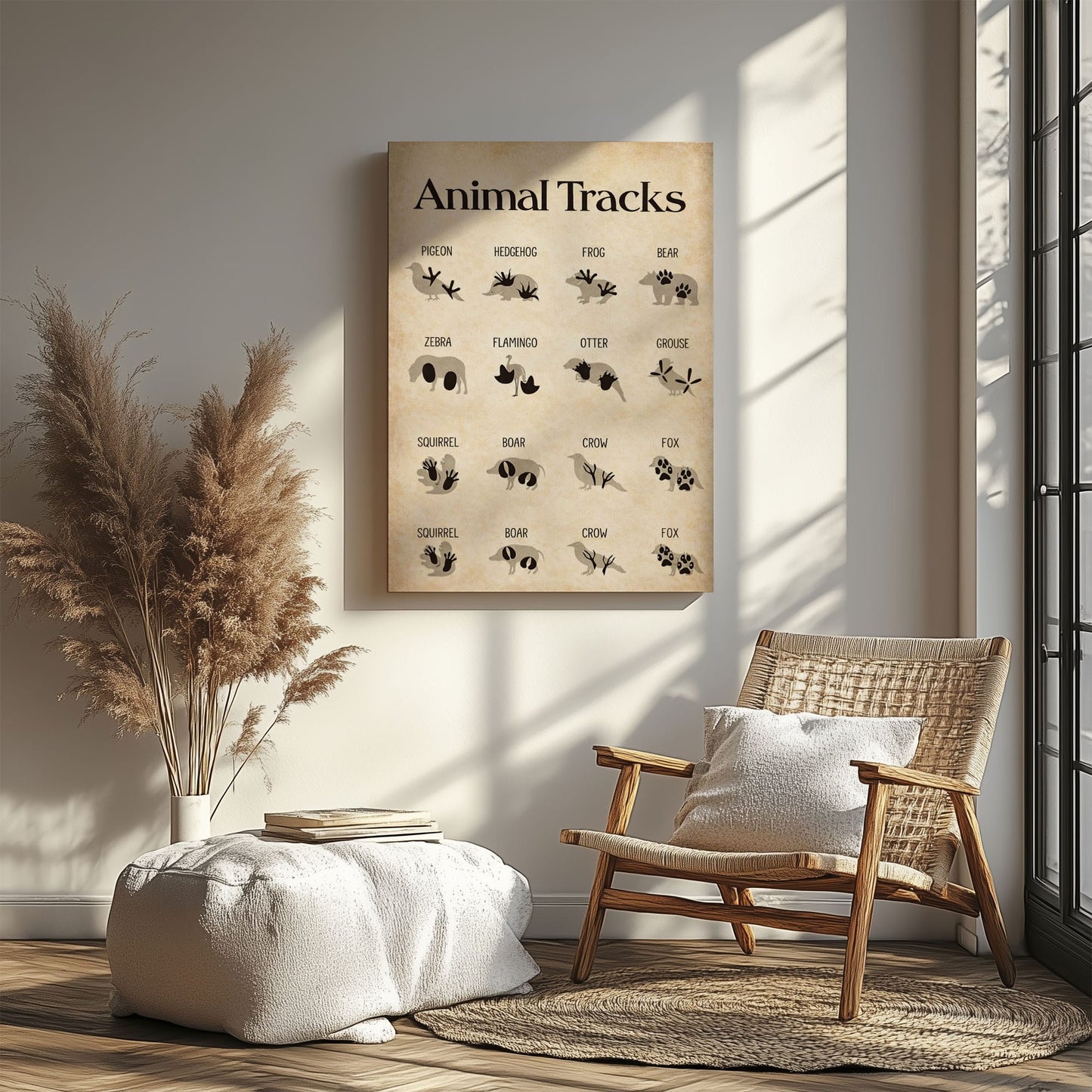 Animal Tracks Wall Art Vintage Animal Footprints Identification Chart