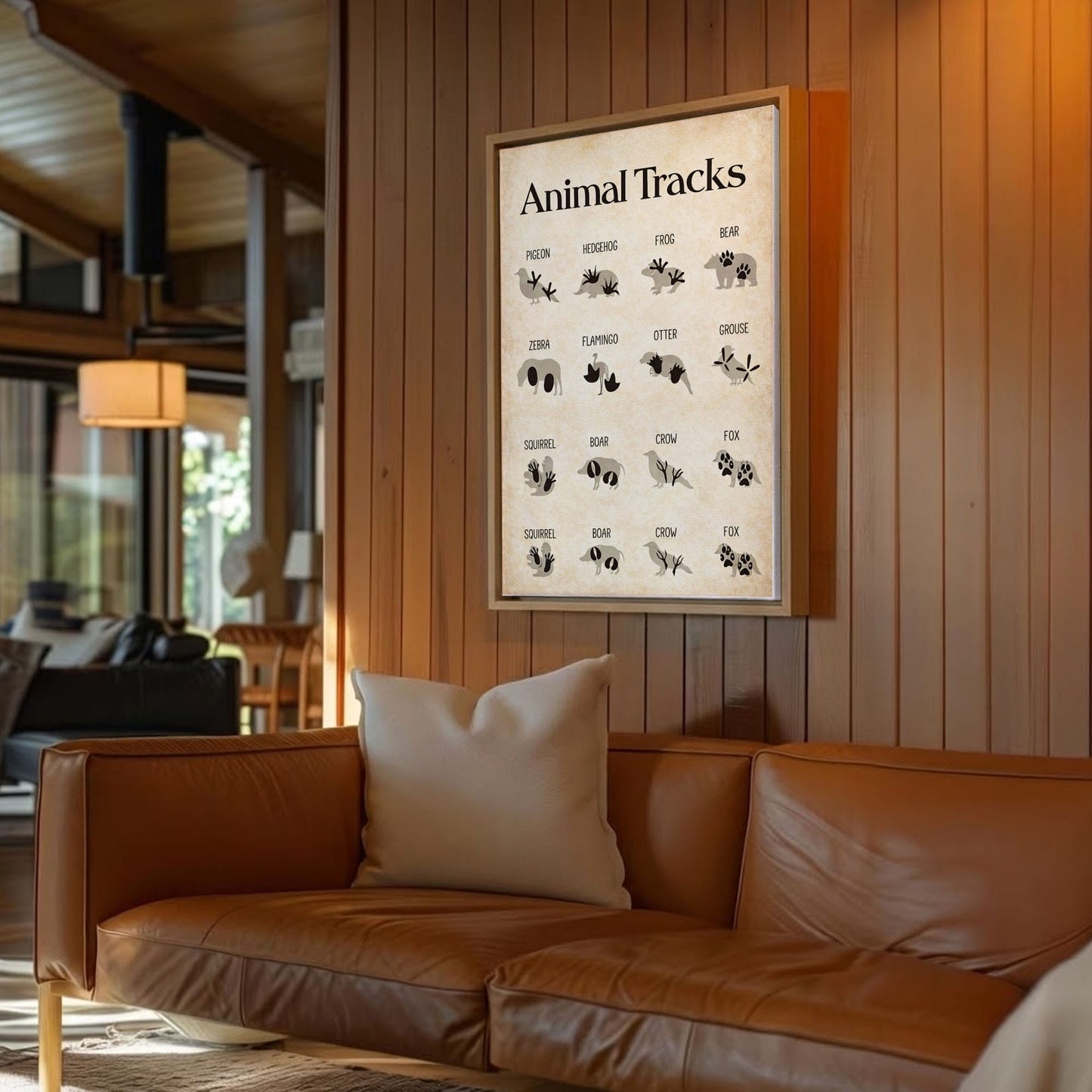 Animal Tracks Wall Art Vintage Animal Footprints Identification Chart