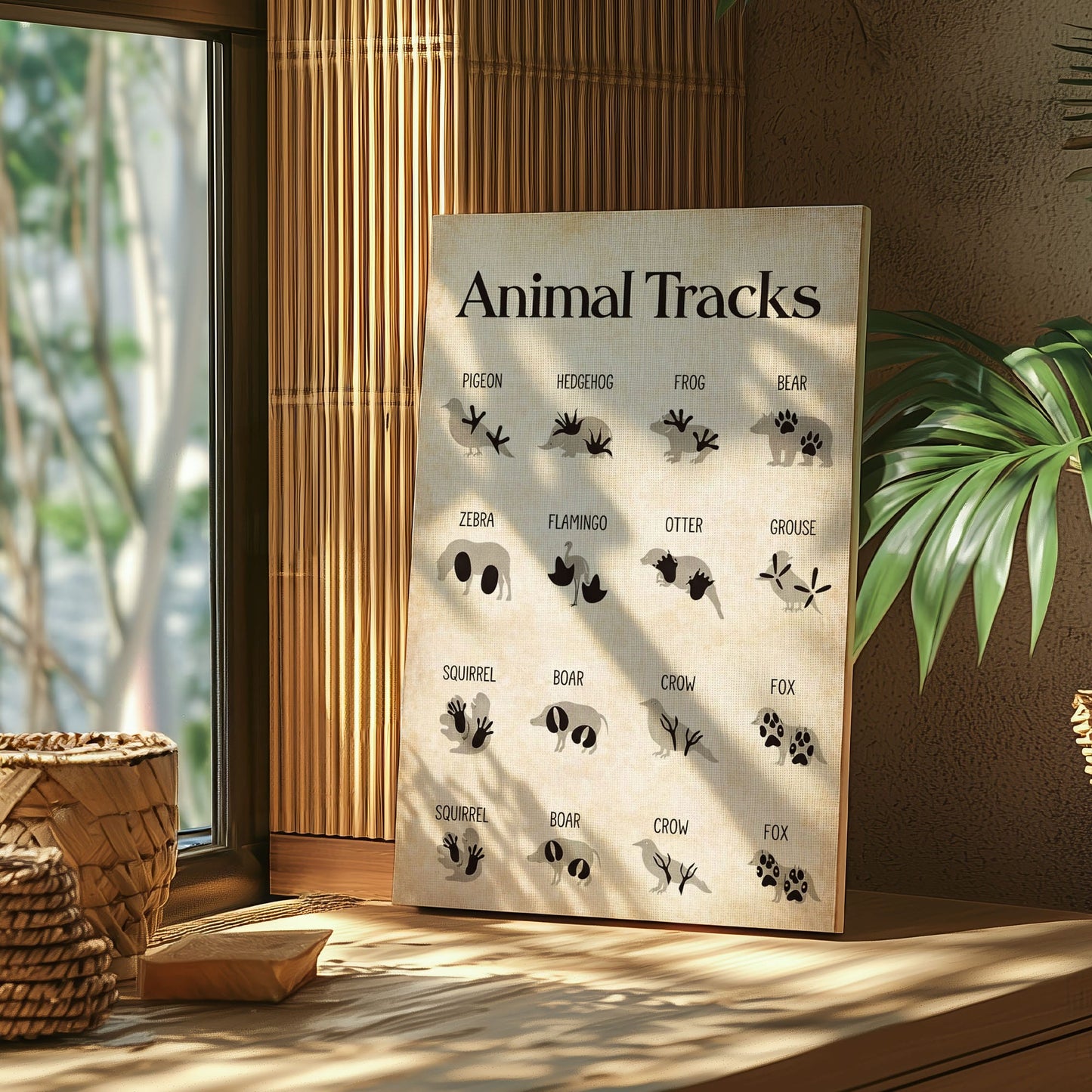 Animal Tracks Wall Art Vintage Animal Footprints Identification Chart