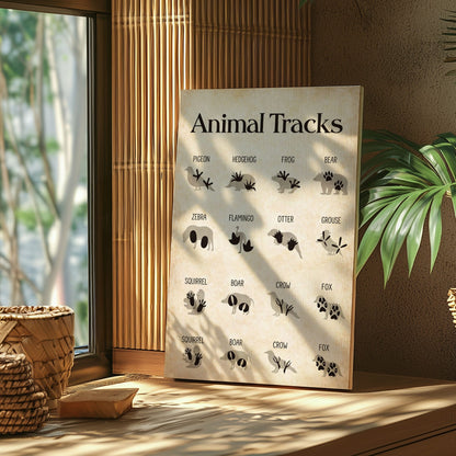 Animal Tracks Wall Art Vintage Animal Footprints Identification Chart