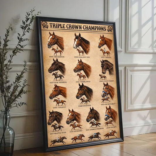 Horse Racing Bar Decor Canvas Triple Crown Champions Classic Chart