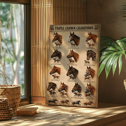 Horse Racing Bar Decor Canvas Triple Crown Champions Classic Chart